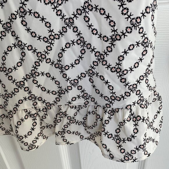 Loft White & Black Floral Pattern Long Sleeve Dress NWT Size 10 With Ruffled Hem - Picture 7 of 9